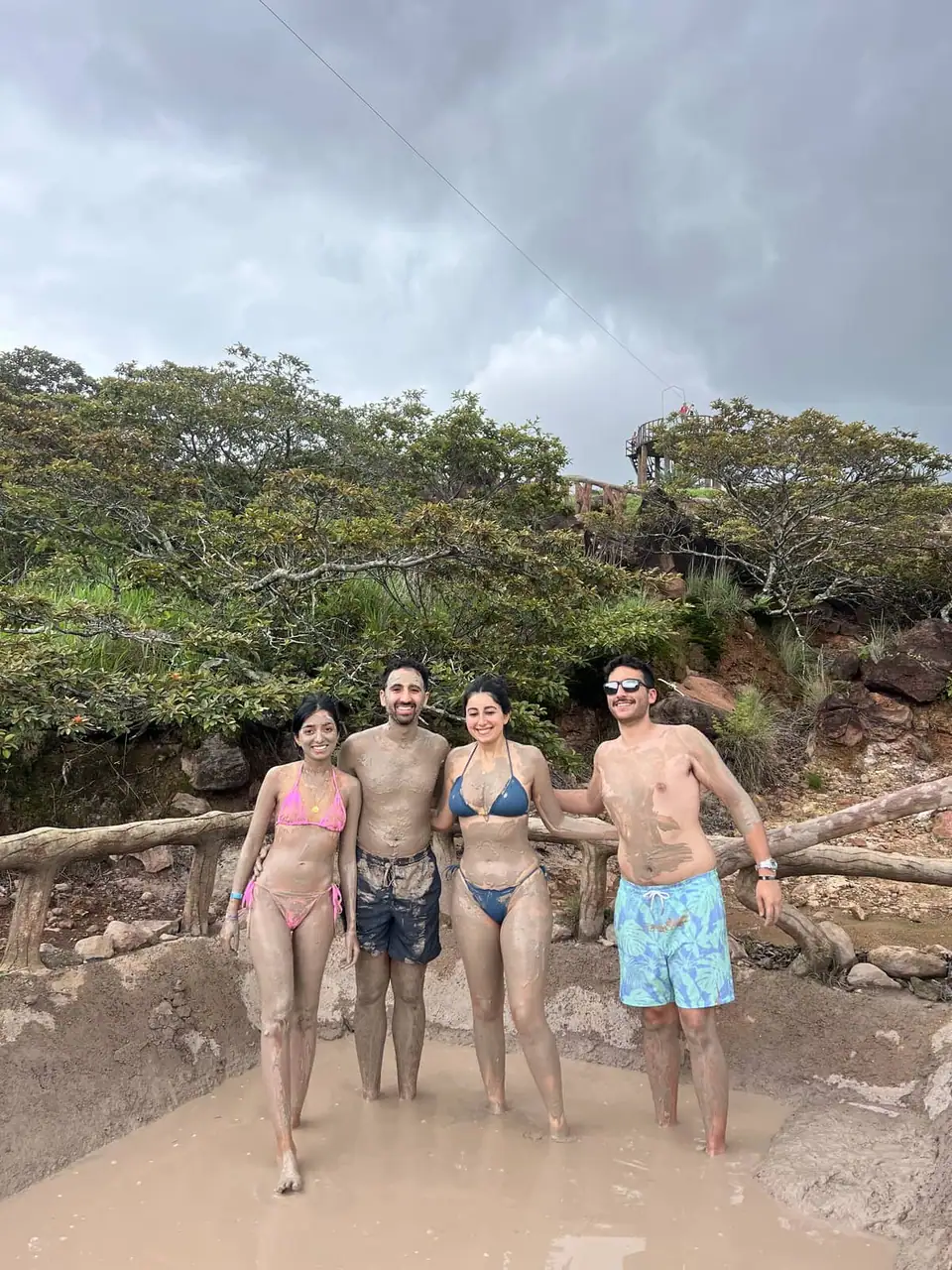 Visitors covered in mud at Las Hornillas, Miravalles Volcano